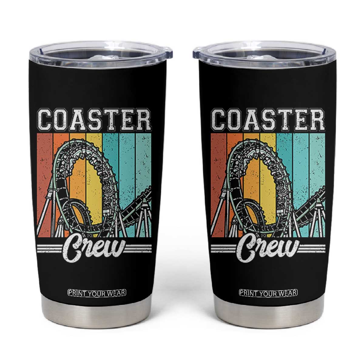 Vintage Rollercoaster Crew Tumbler Cup Family Roller Coaster Amusement Park TS10 Black Print Your Wear