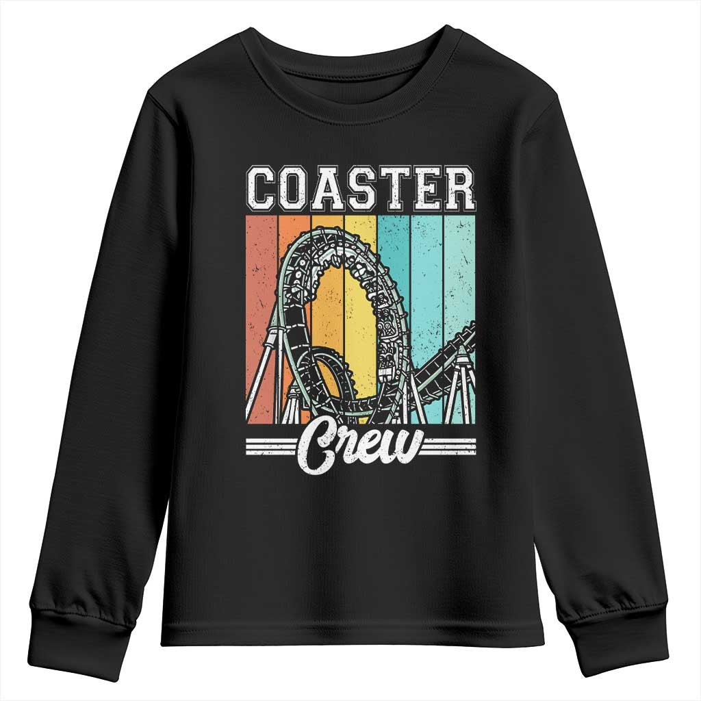 Vintage Rollercoaster Crew Youth Sweatshirt Family Roller Coaster Amusement Park TS10 Black Print Your Wear