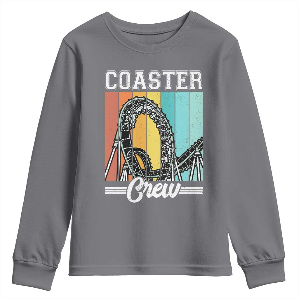 Vintage Rollercoaster Crew Youth Sweatshirt Family Roller Coaster Amusement Park TS10 Charcoal Print Your Wear