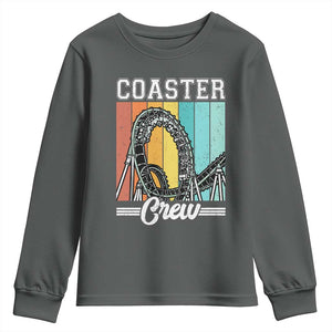 Vintage Rollercoaster Crew Youth Sweatshirt Family Roller Coaster Amusement Park TS10 Dark Heather Print Your Wear