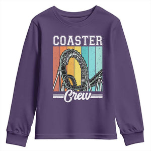 Vintage Rollercoaster Crew Youth Sweatshirt Family Roller Coaster Amusement Park TS10 Purple Print Your Wear