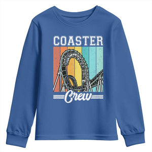 Vintage Rollercoaster Crew Youth Sweatshirt Family Roller Coaster Amusement Park TS10 Royal Blue Print Your Wear