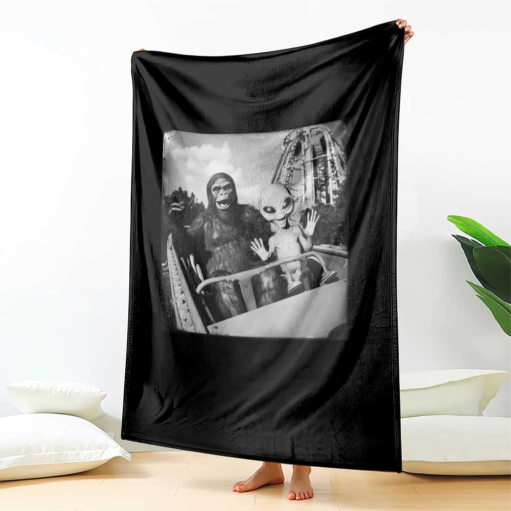 Funny Bigfoot Alien Throw Blanket Sasquatch UFO Coaster TS10 Print Your Wear