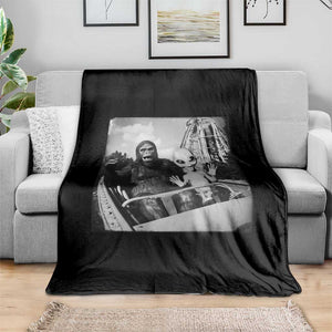 Funny Bigfoot Alien Throw Blanket Sasquatch UFO Coaster TS10 Print Your Wear