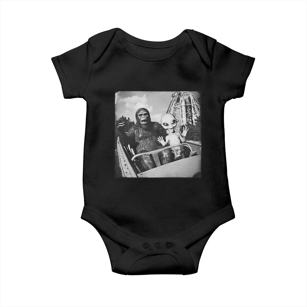 Funny Bigfoot Alien Baby Onesie Sasquatch UFO Coaster TS10 Black Print Your Wear