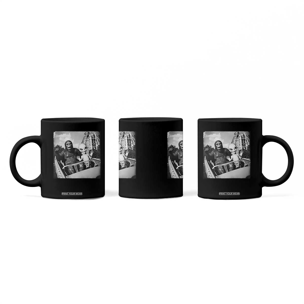 Funny Bigfoot Alien Coffee Mug Sasquatch UFO Coaster TS10 Print Your Wear