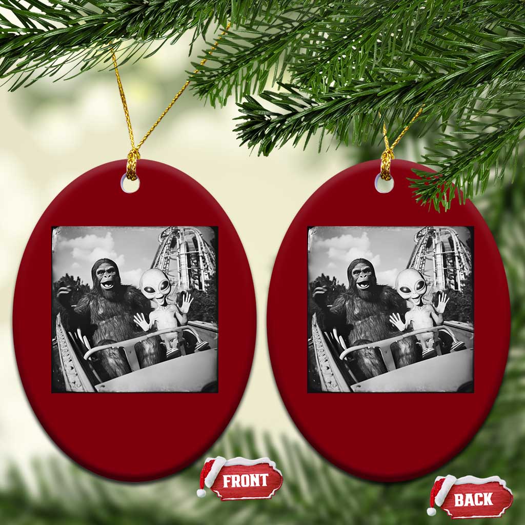 Funny Bigfoot Alien Ceramic Ornament Sasquatch UFO Coaster TS10 Print Your Wear