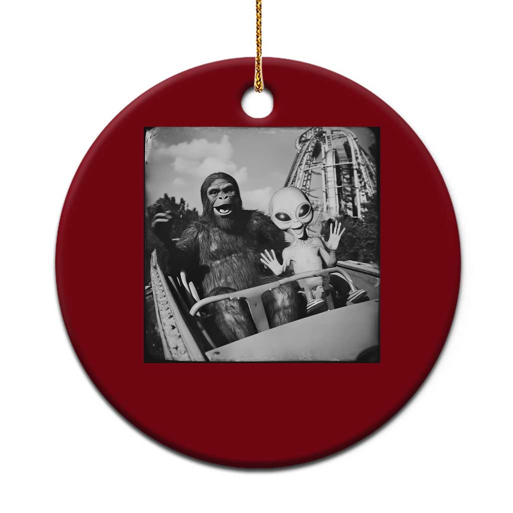 Funny Bigfoot Alien Ceramic Ornament Sasquatch UFO Coaster TS10 1pc Red Print Your Wear