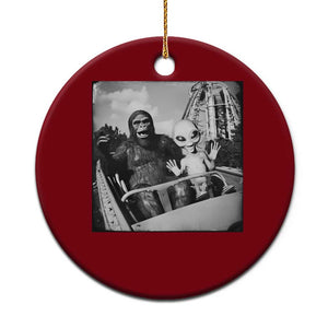 Funny Bigfoot Alien Ceramic Ornament Sasquatch UFO Coaster TS10 1pc Red Print Your Wear