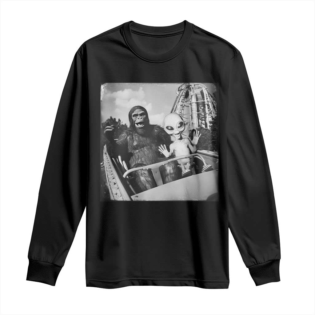 Funny Bigfoot Alien Long Sleeve Shirt Sasquatch UFO Coaster TS10 Black Print Your Wear