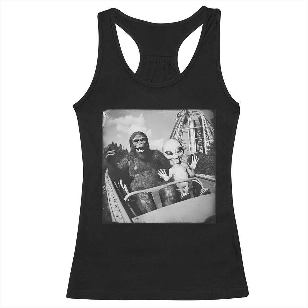Funny Bigfoot Alien Racerback Tank Top Sasquatch UFO Coaster TS10 Black Print Your Wear