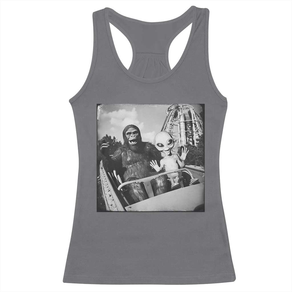 Funny Bigfoot Alien Racerback Tank Top Sasquatch UFO Coaster TS10 Charcoal Print Your Wear