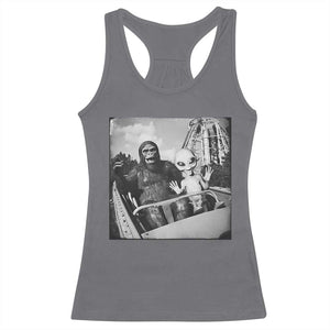 Funny Bigfoot Alien Racerback Tank Top Sasquatch UFO Coaster TS10 Charcoal Print Your Wear