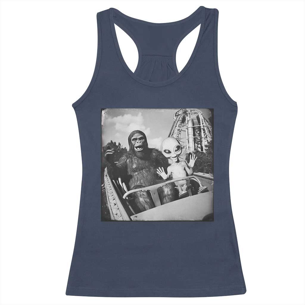 Funny Bigfoot Alien Racerback Tank Top Sasquatch UFO Coaster TS10 Navy Print Your Wear
