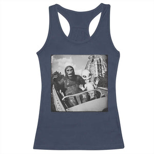 Funny Bigfoot Alien Racerback Tank Top Sasquatch UFO Coaster TS10 Navy Print Your Wear