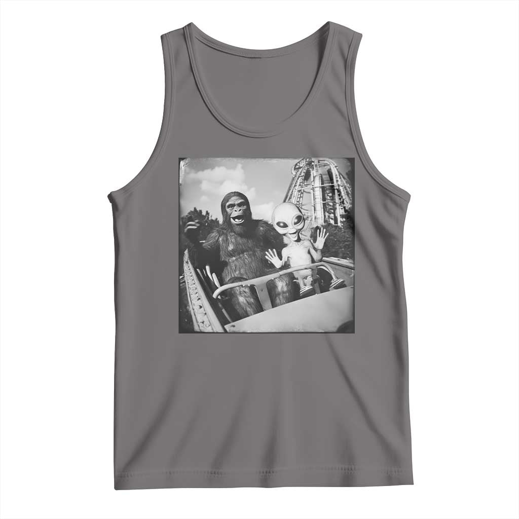 Funny Bigfoot Alien Tank Top Sasquatch UFO Coaster TS10 Deep Heather Print Your Wear