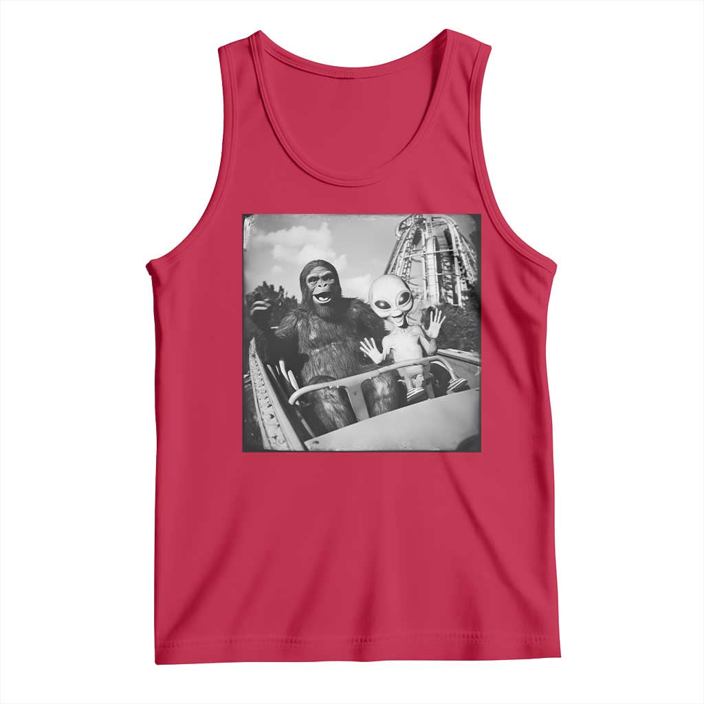 Funny Bigfoot Alien Tank Top Sasquatch UFO Coaster TS10 Red Print Your Wear