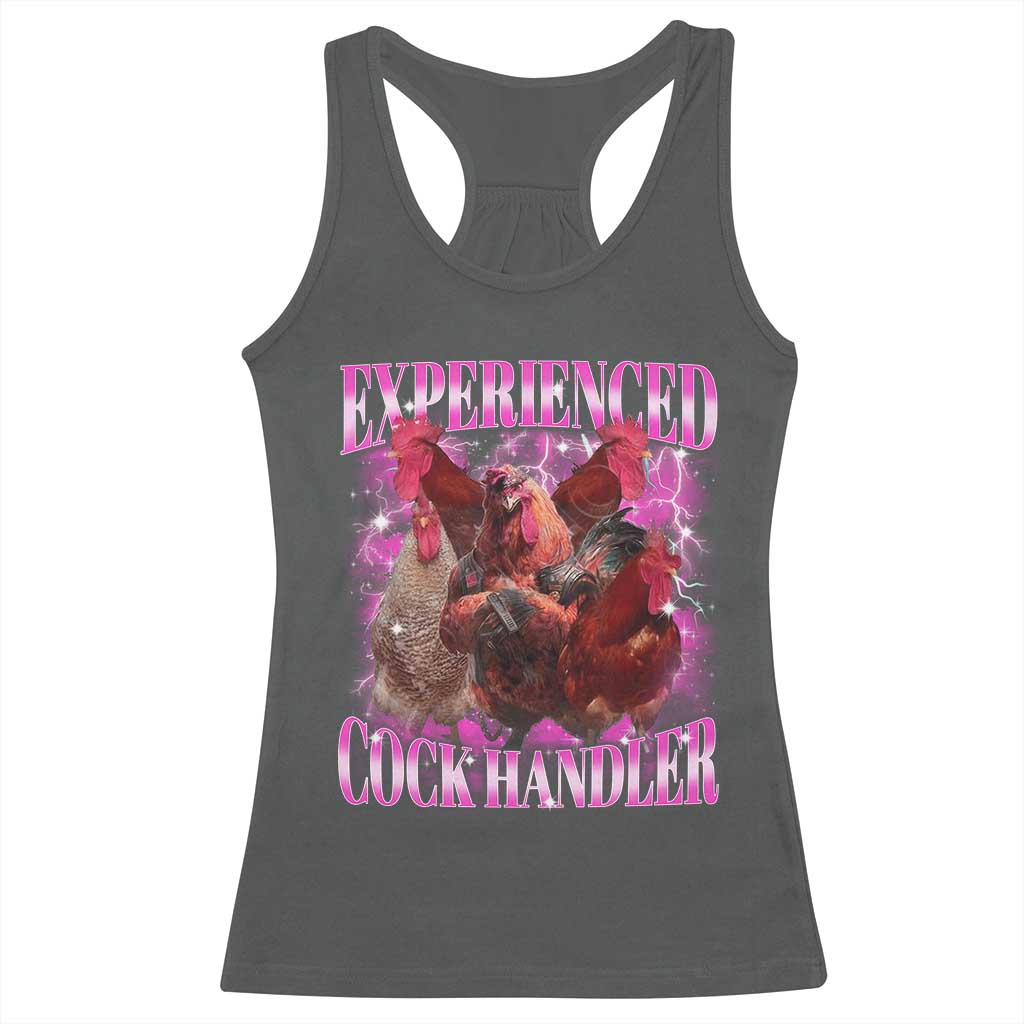 Embarrassing Adult Humor Experienced Cock Handler Inappropriate Racerback Tank Top TS10 Dark Heather Print Your Wear
