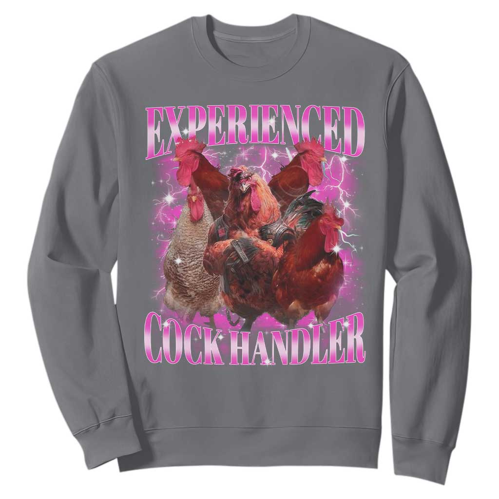 Embarrassing Adult Humor Experienced Cock Handler Inappropriate Sweatshirt TS10 Charcoal Print Your Wear