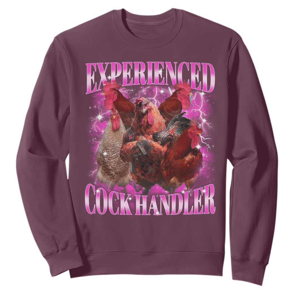 Embarrassing Adult Humor Experienced Cock Handler Inappropriate Sweatshirt TS10 Maroon Print Your Wear