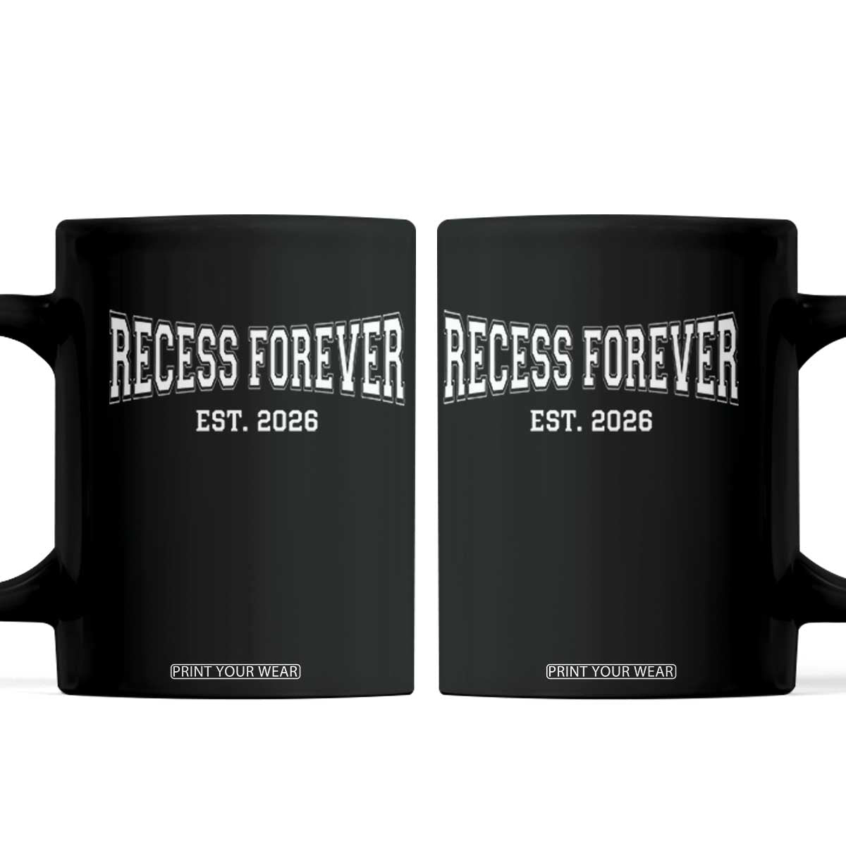Retired Teacher Coffee Mug Retro Varsity Vintage Recess Forever Retirement 2026 TS10 Black Print Your Wear