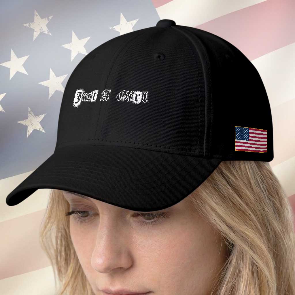Just A Girl Baseball Cap Gothic Blackletter Typography Design TS10 Print Your Wear