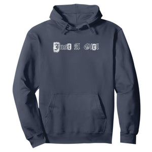 Just A Girl Hoodie Gothic Blackletter Typography Design TS10 Navy Print Your Wear