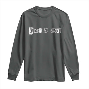 Just A Girl Long Sleeve Shirt Gothic Blackletter Typography Design TS10 Dark Heather Print Your Wear