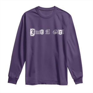 Just A Girl Long Sleeve Shirt Gothic Blackletter Typography Design TS10 Purple Print Your Wear