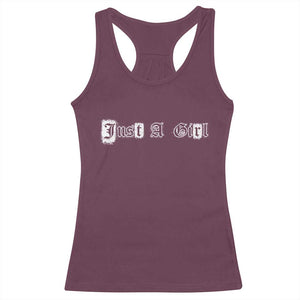 Just A Girl Racerback Tank Top Gothic Blackletter Typography Design TS10 Maroon Print Your Wear