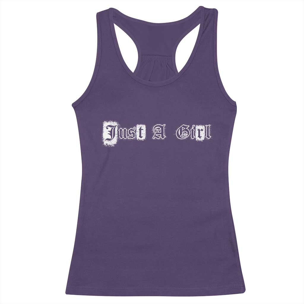 Just A Girl Racerback Tank Top Gothic Blackletter Typography Design TS10 Purple Print Your Wear