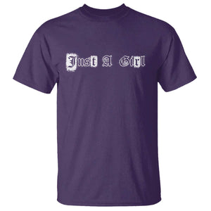 Just A Girl T Shirt Gothic Blackletter Typography Design TS10 Purple Print Your Wear