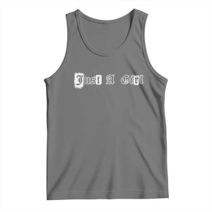 Just A Girl Tank Top Gothic Blackletter Typography Design TS10 Black Heather Print Your Wear