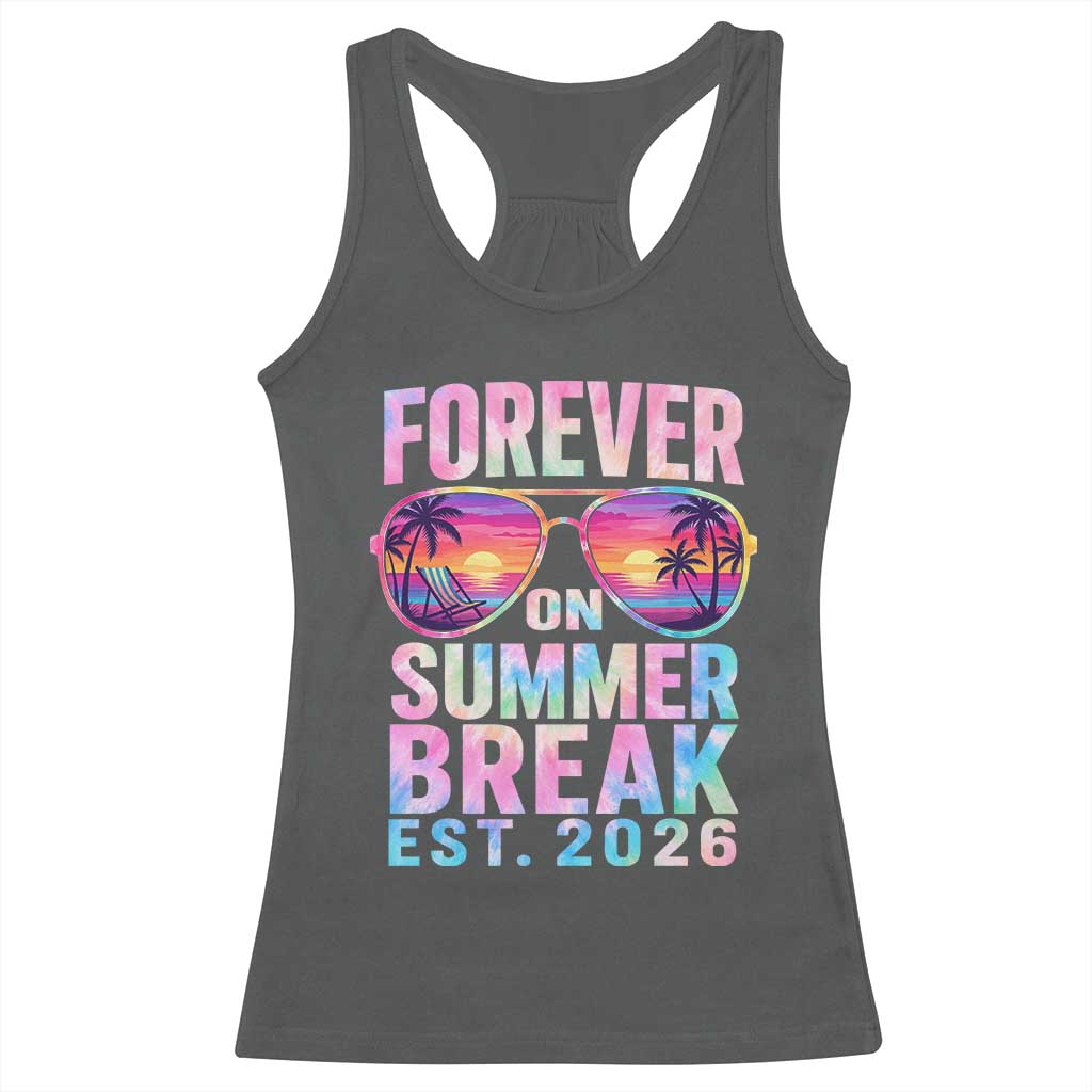 Retired Teacher Racerback Tank Top Forever On Summer Break Retirement 2026 TS10 Dark Heather Print Your Wear
