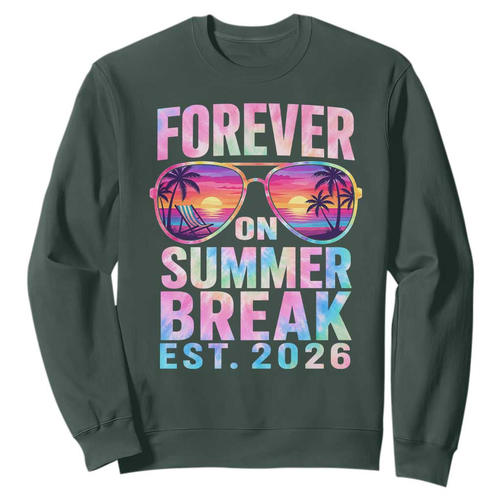 Retired Teacher Sweatshirt Forever On Summer Break Retirement 2026 TS10 Dark Forest Green Print Your Wear