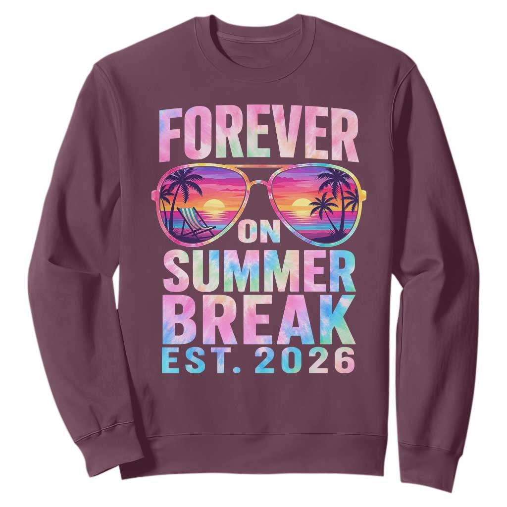 Retired Teacher Sweatshirt Forever On Summer Break Retirement 2026 TS10 Maroon Print Your Wear