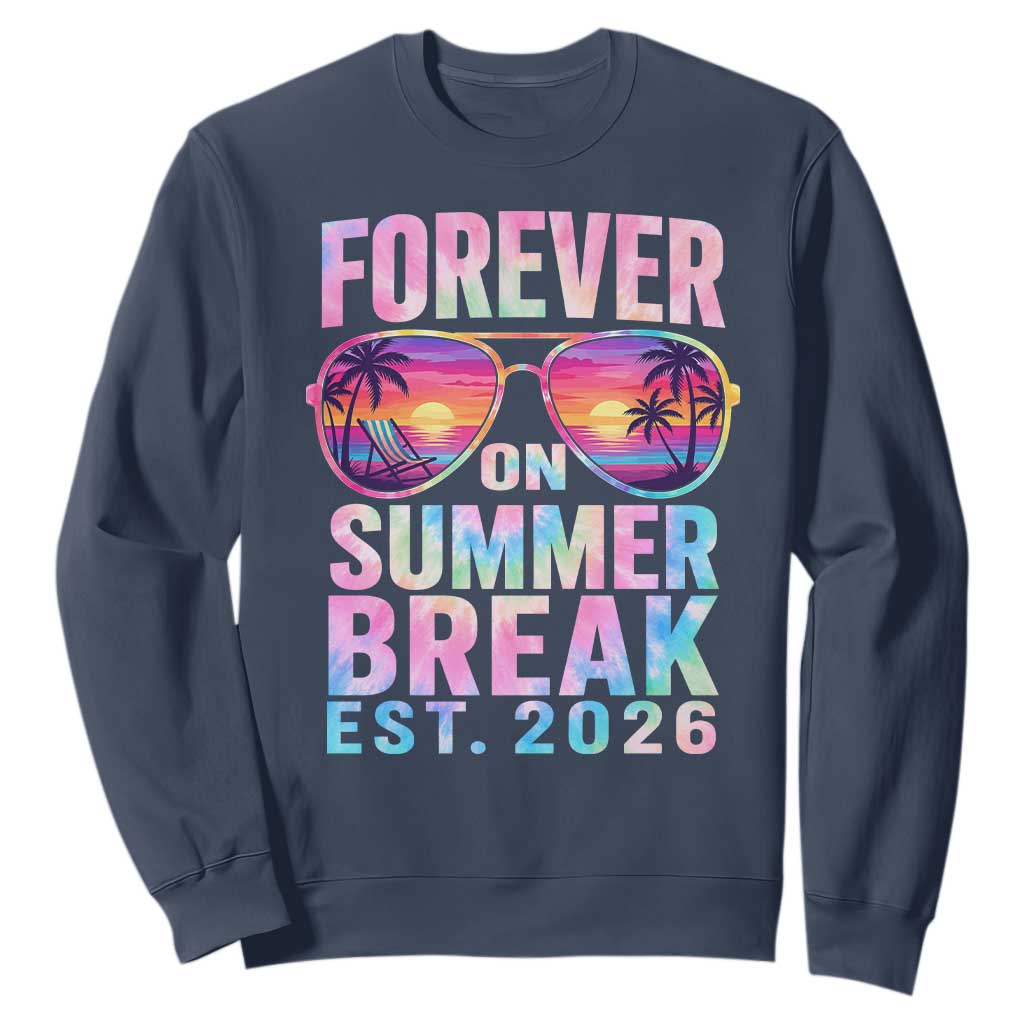 Retired Teacher Sweatshirt Forever On Summer Break Retirement 2026 TS10 Navy Print Your Wear