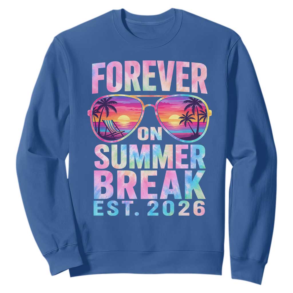 Retired Teacher Sweatshirt Forever On Summer Break Retirement 2026 TS10 Royal Blue Print Your Wear