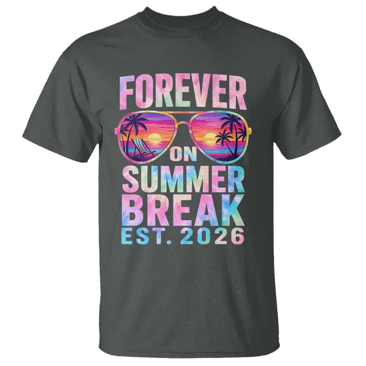 Retired Teacher T Shirt Forever On Summer Break Retirement 2026 TS10 Dark Heather Print Your Wear