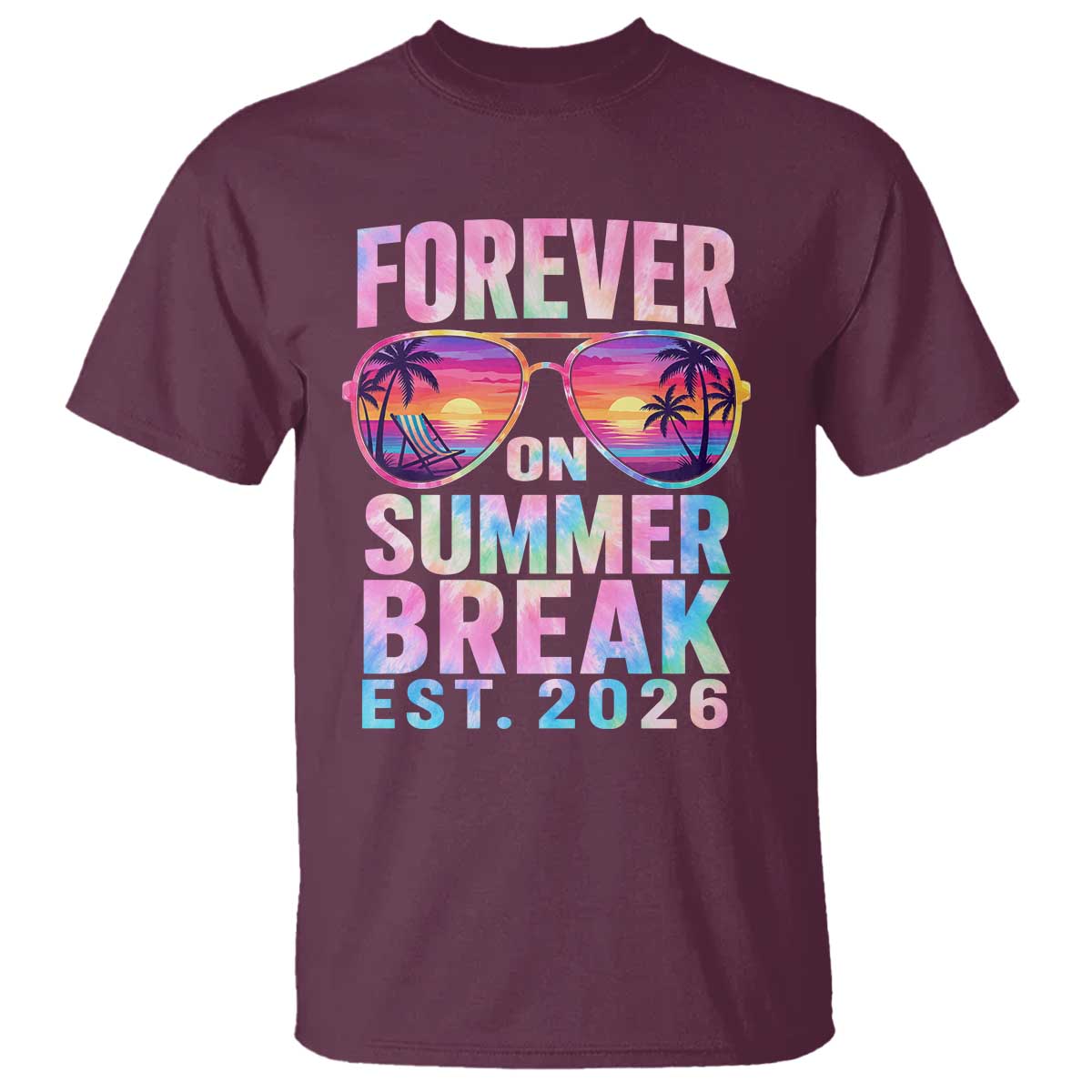 Retired Teacher T Shirt Forever On Summer Break Retirement 2026 TS10 Maroon Print Your Wear