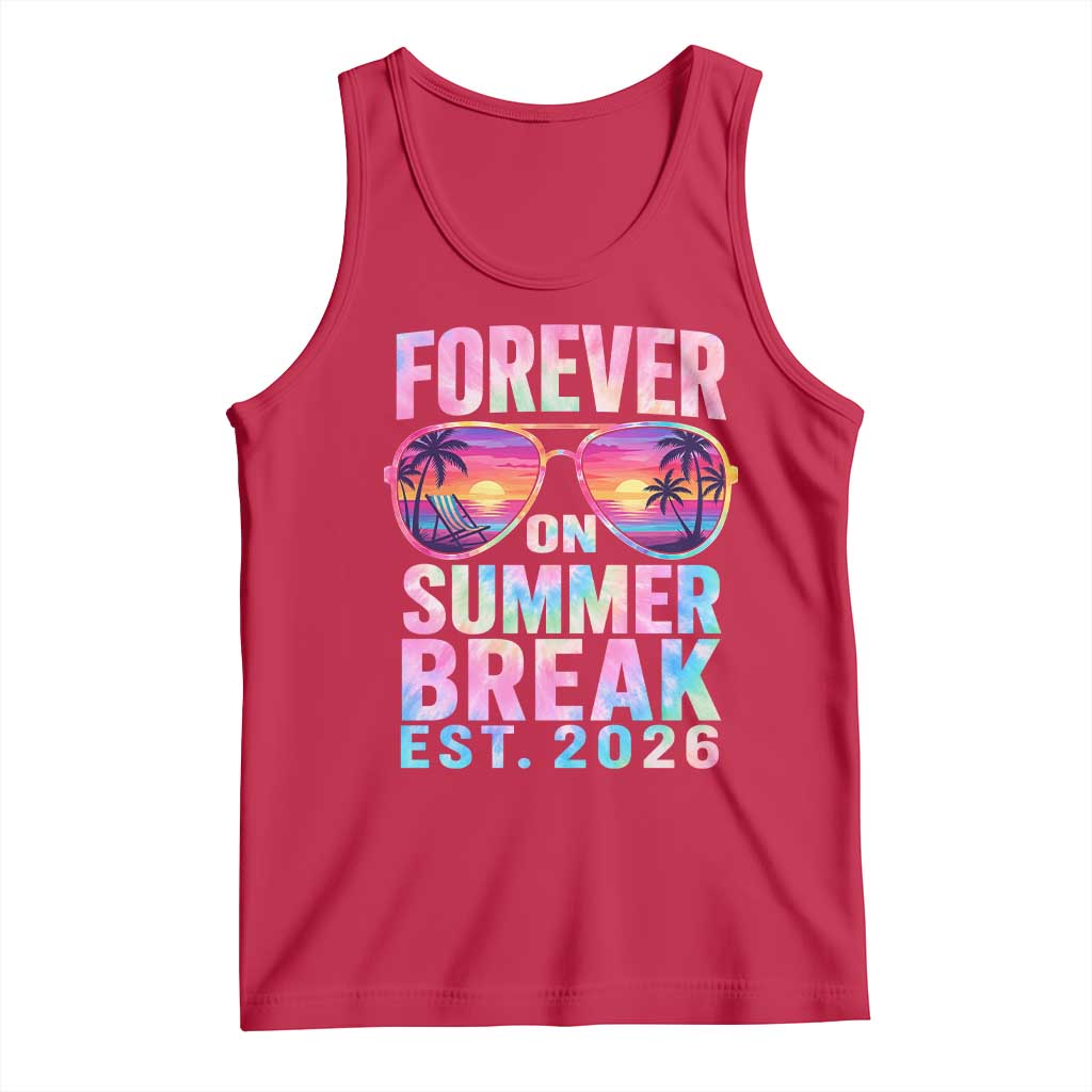 Retired Teacher Tank Top Forever On Summer Break Retirement 2026 TS10 Red Print Your Wear