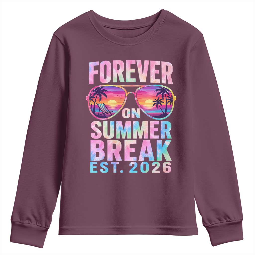 Retired Teacher Youth Sweatshirt Forever On Summer Break Retirement 2026 TS10 Maroon Print Your Wear