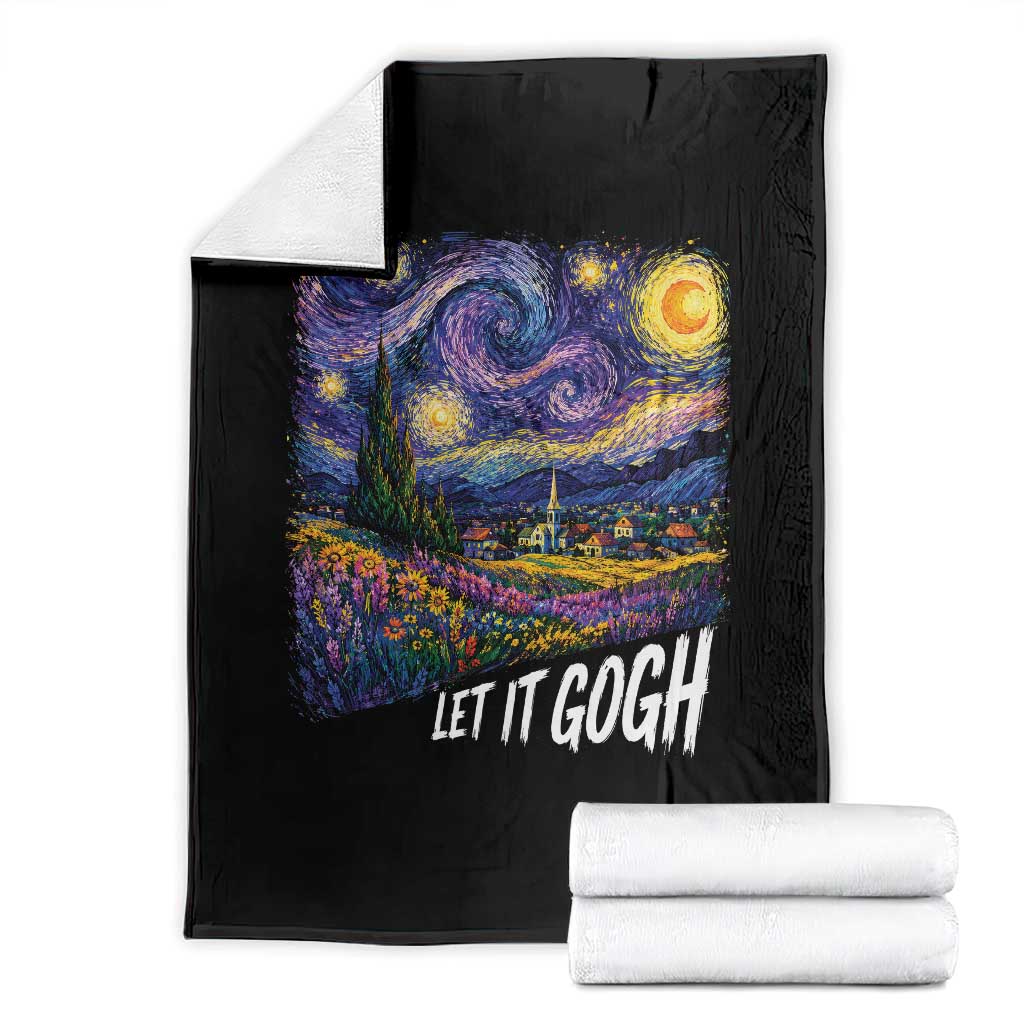 Let it Gogh Funny Vincent Van Gogh Starry Night Throw Blanket TS10 Black Print Your Wear