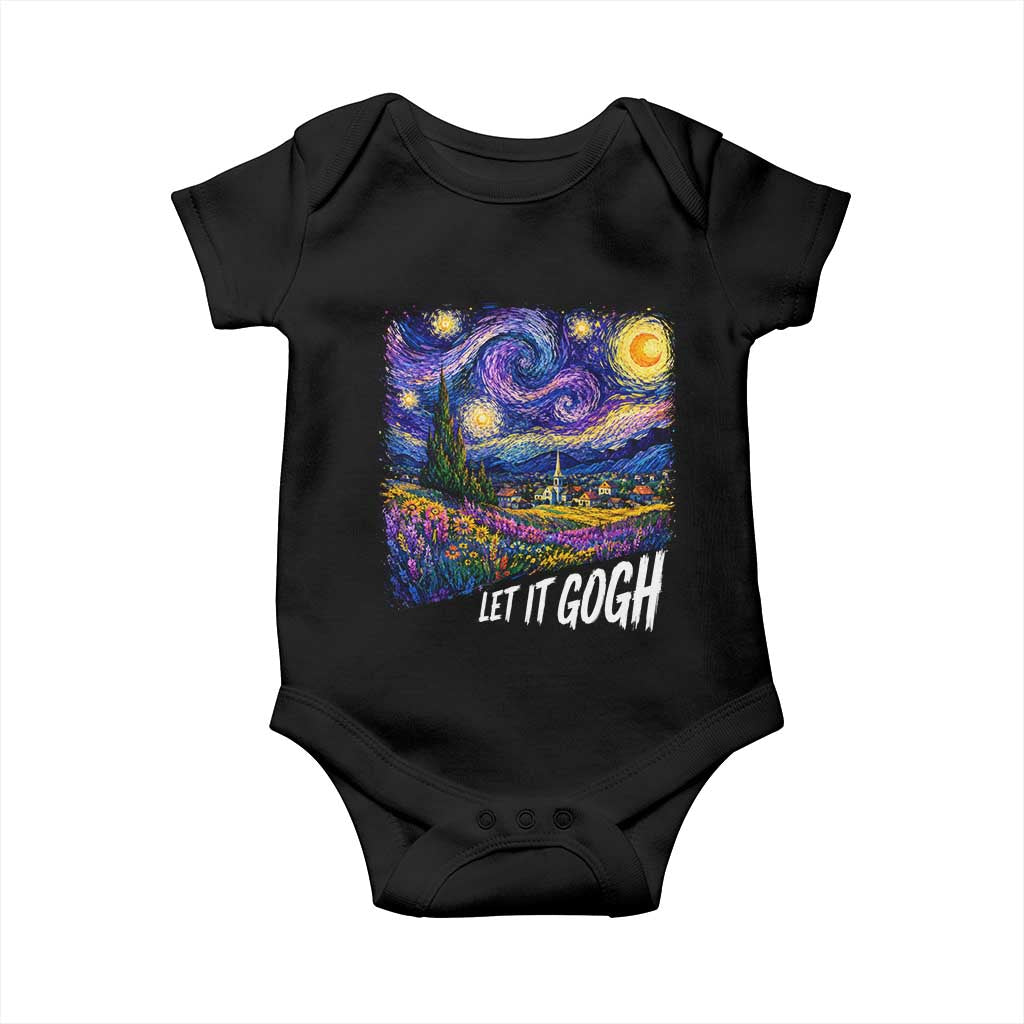 Let it Gogh Funny Vincent Van Gogh Starry Night Baby Onesie TS10 Black Print Your Wear