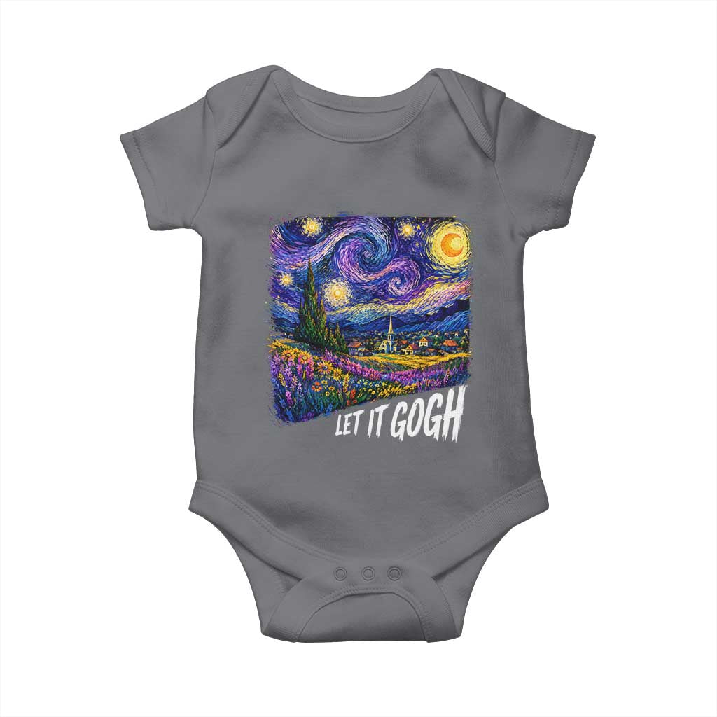 Let it Gogh Funny Vincent Van Gogh Starry Night Baby Onesie TS10 Charcoal Print Your Wear