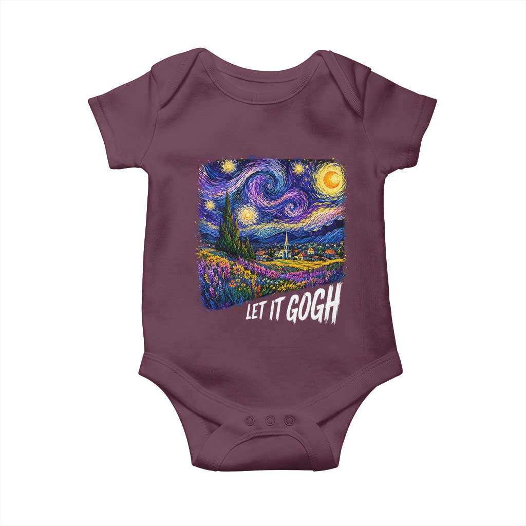 Let it Gogh Funny Vincent Van Gogh Starry Night Baby Onesie TS10 Maroon Print Your Wear