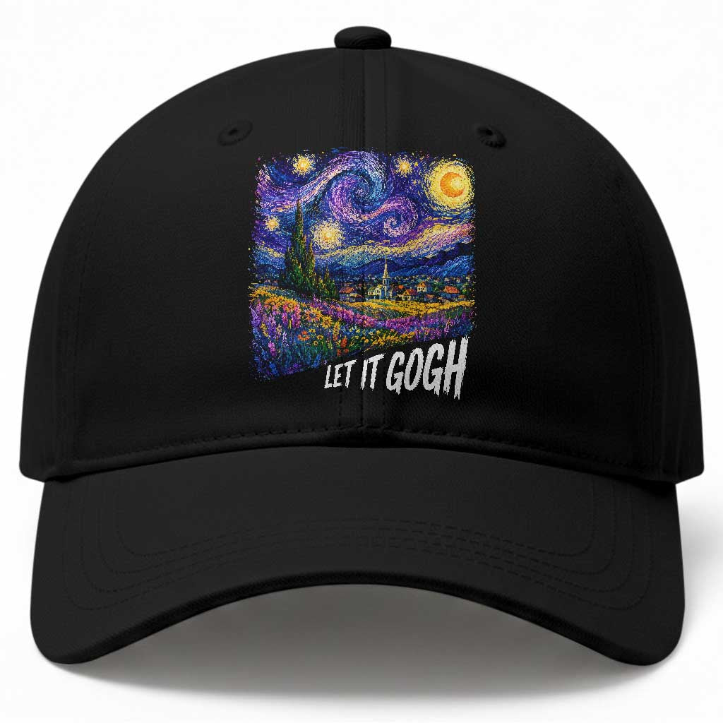 Let it Gogh Funny Vincent Van Gogh Starry Night Baseball Cap TS10 Print Your Wear