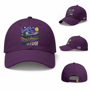 Let it Gogh Funny Vincent Van Gogh Starry Night Baseball Cap TS10 Baseball Cap Universal Fit Purple Print Your Wear