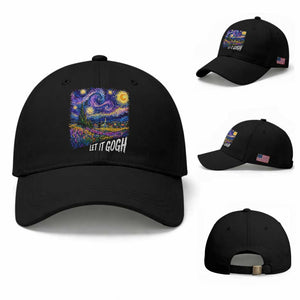 Let it Gogh Funny Vincent Van Gogh Starry Night Baseball Cap TS10 Baseball Cap Universal Fit Black Print Your Wear