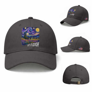 Let it Gogh Funny Vincent Van Gogh Starry Night Baseball Cap TS10 Baseball Cap Universal Fit Dark Gray Print Your Wear